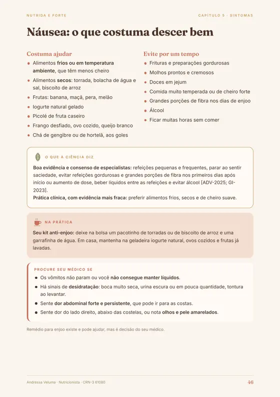 Página sobre o que comer no enjoo